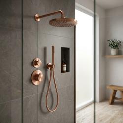 Aquanello Eterna Inbyggd Termostatisk Duschset PVD Koppar 20 cm Regndusch och Handdusch ET-S-SET3-1-62